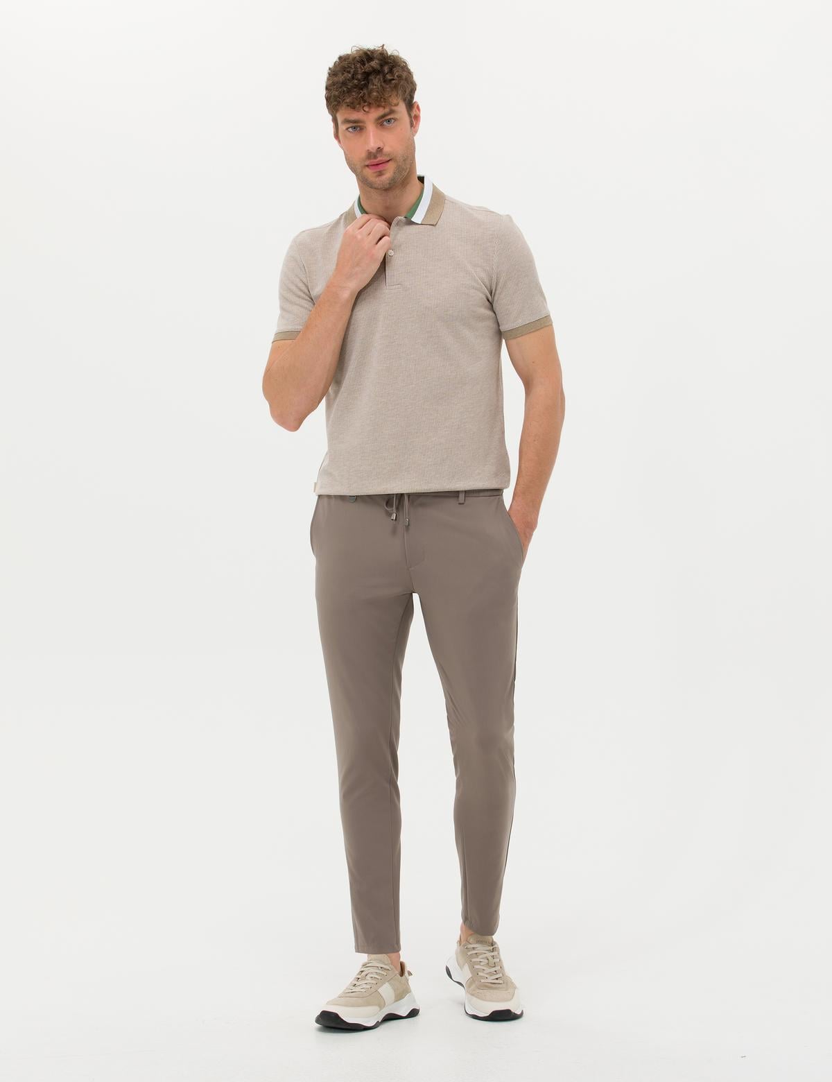 Bej Klasik Jogger Pantolon