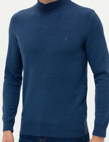 İndigo Melanj Slim Fit Yarım Balıkçı Yaka Basic Triko Kazak - 50276161163