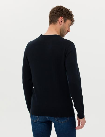 Lacivert Slim Fit Bisiklet Yaka Basic Triko Kazak - 50270179217