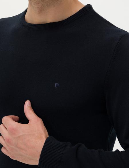 Lacivert Slim Fit Bisiklet Yaka Basic Triko Kazak - 50270179217