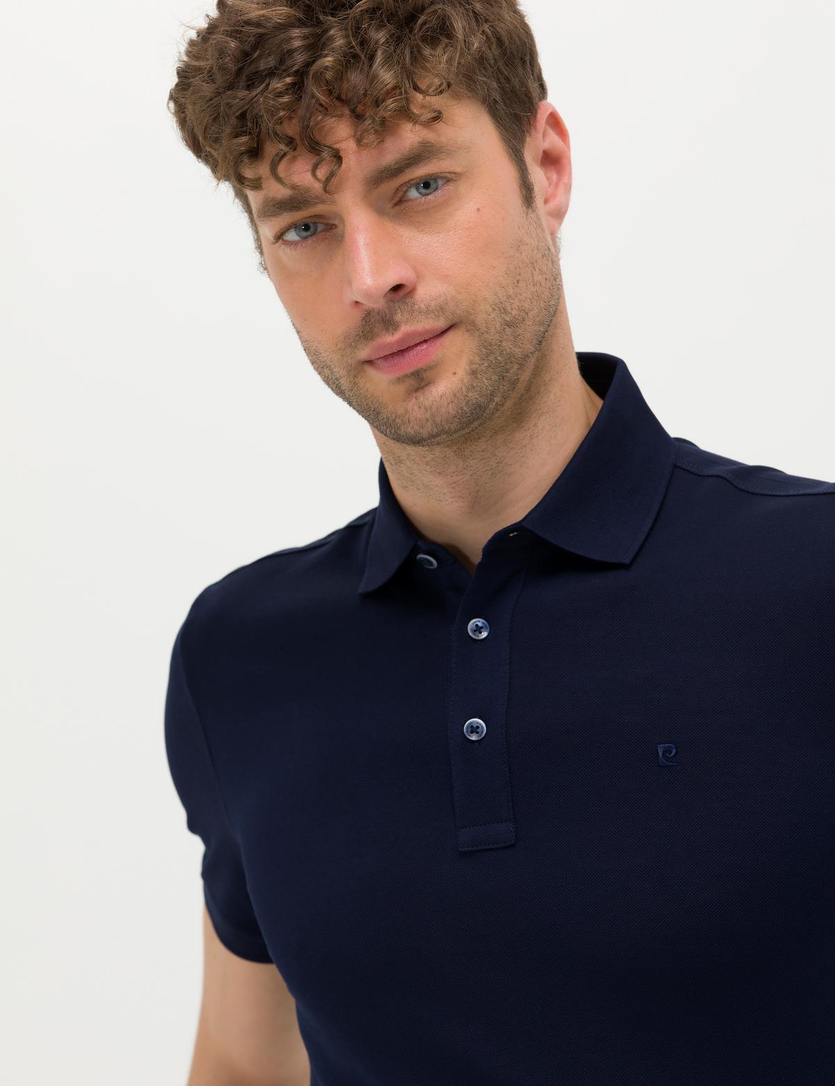 Lacivert Slim Fit Merserize Tişört - 50274688009