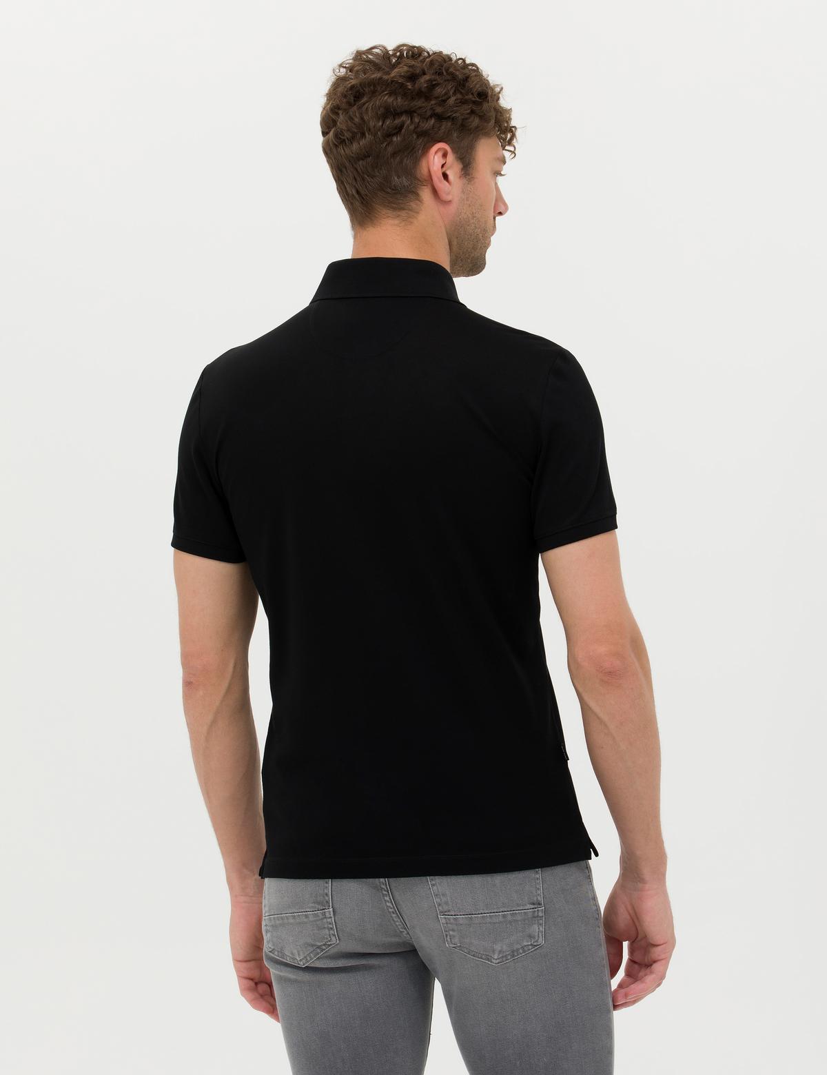 Siyah Slim Fit Merserize Tişört - 50274688028