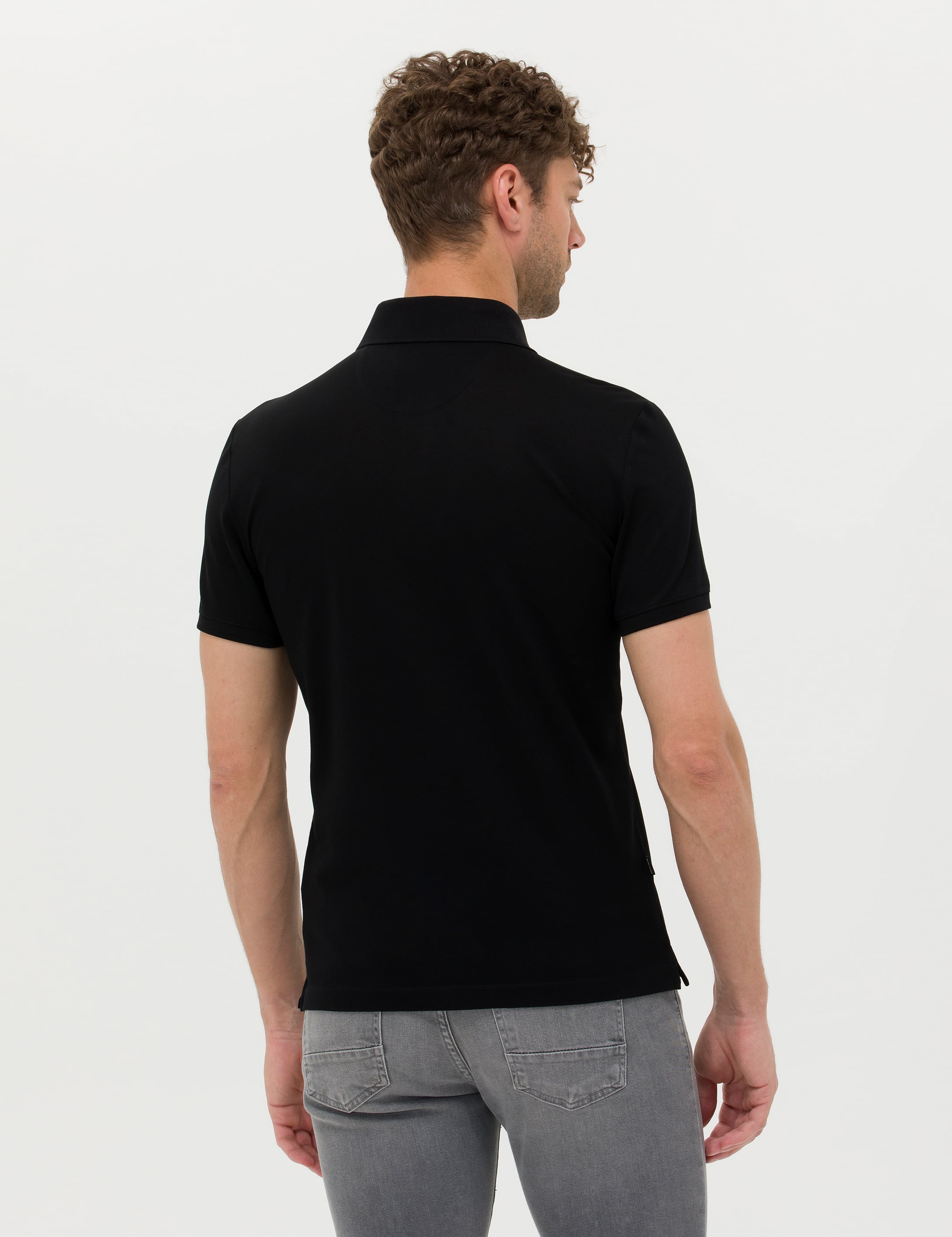 Siyah Slim Fit Merserize Tişört - Image 5