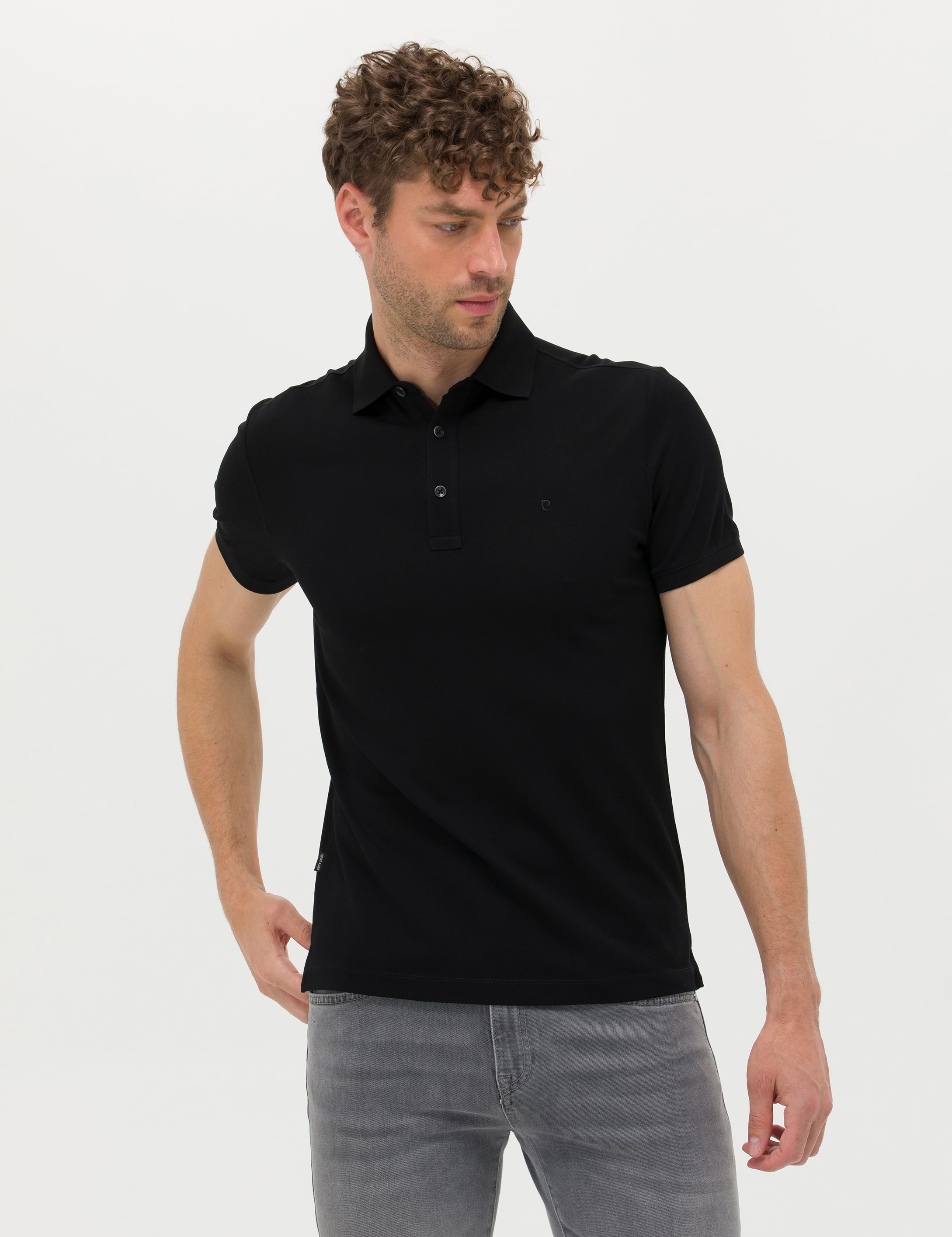 Siyah Slim Fit Merserize Tişört - Image 3