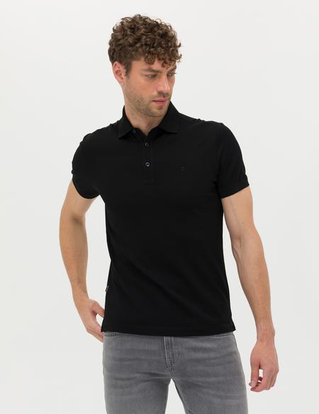 Siyah Slim Fit Merserize Tişört - 50274688028