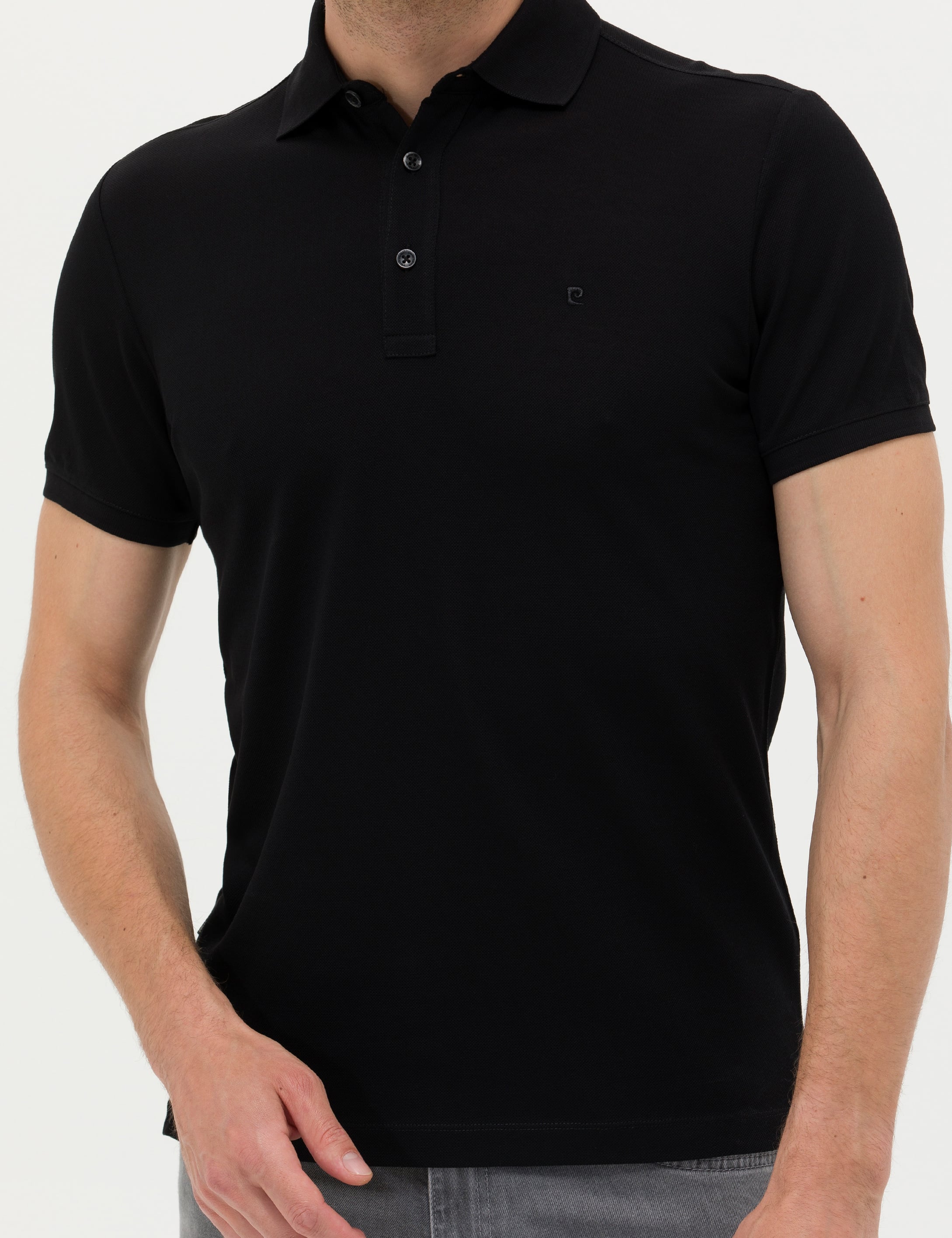 Siyah Slim Fit Merserize Tişört - Image 6