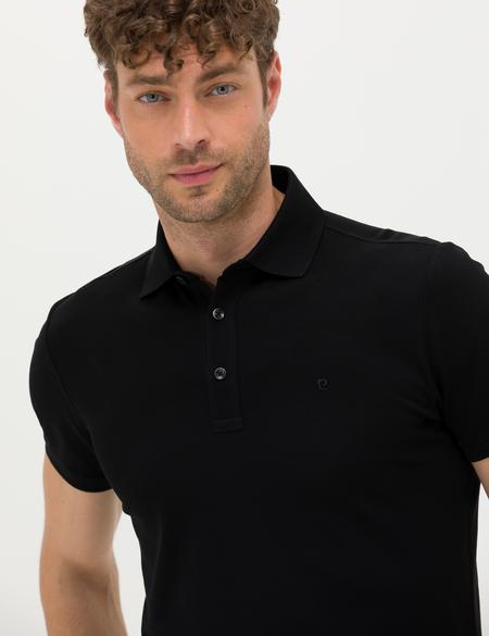 Siyah Slim Fit Merserize Tişört - 50274688028