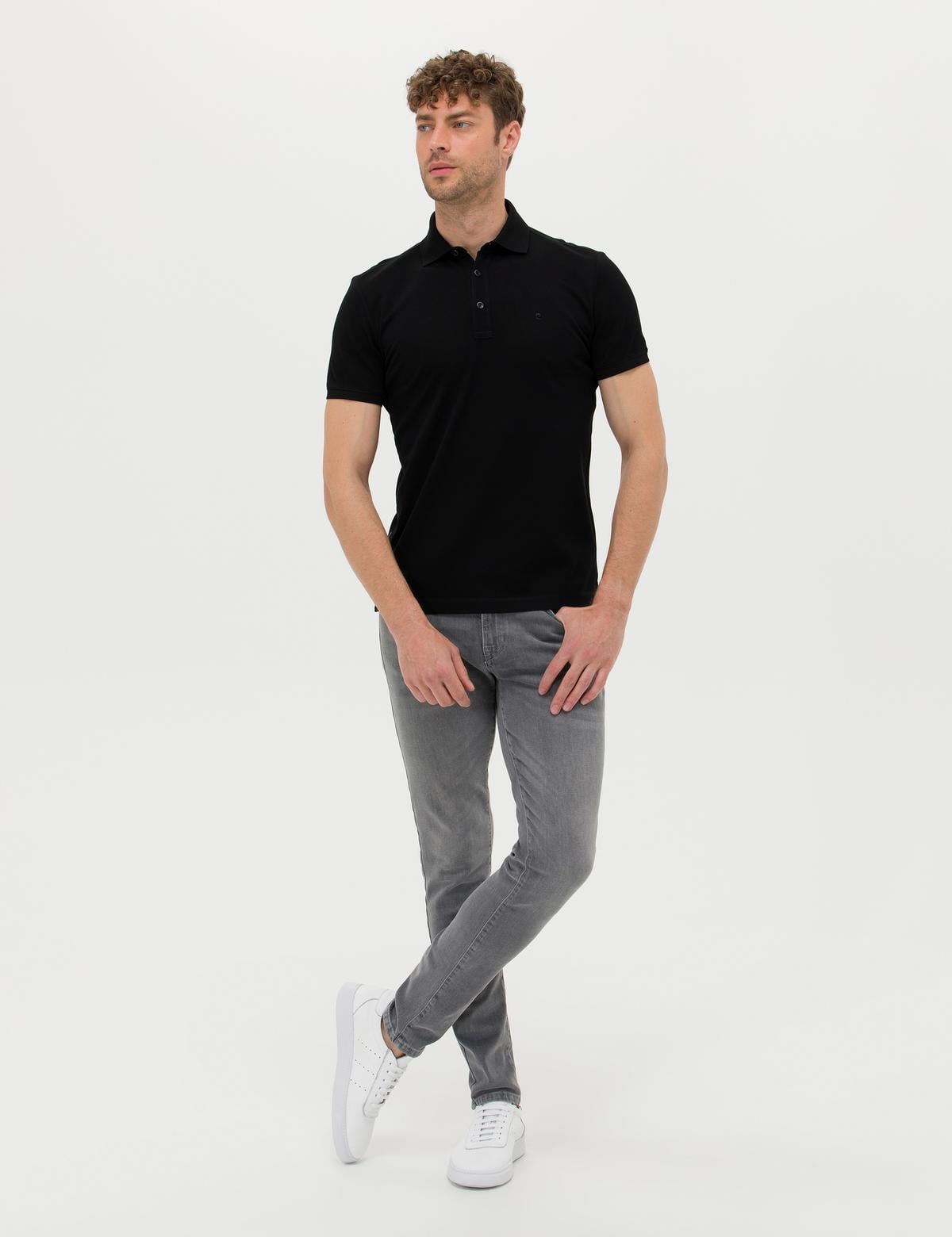 Siyah Slim Fit Merserize Tişört - 50274688028