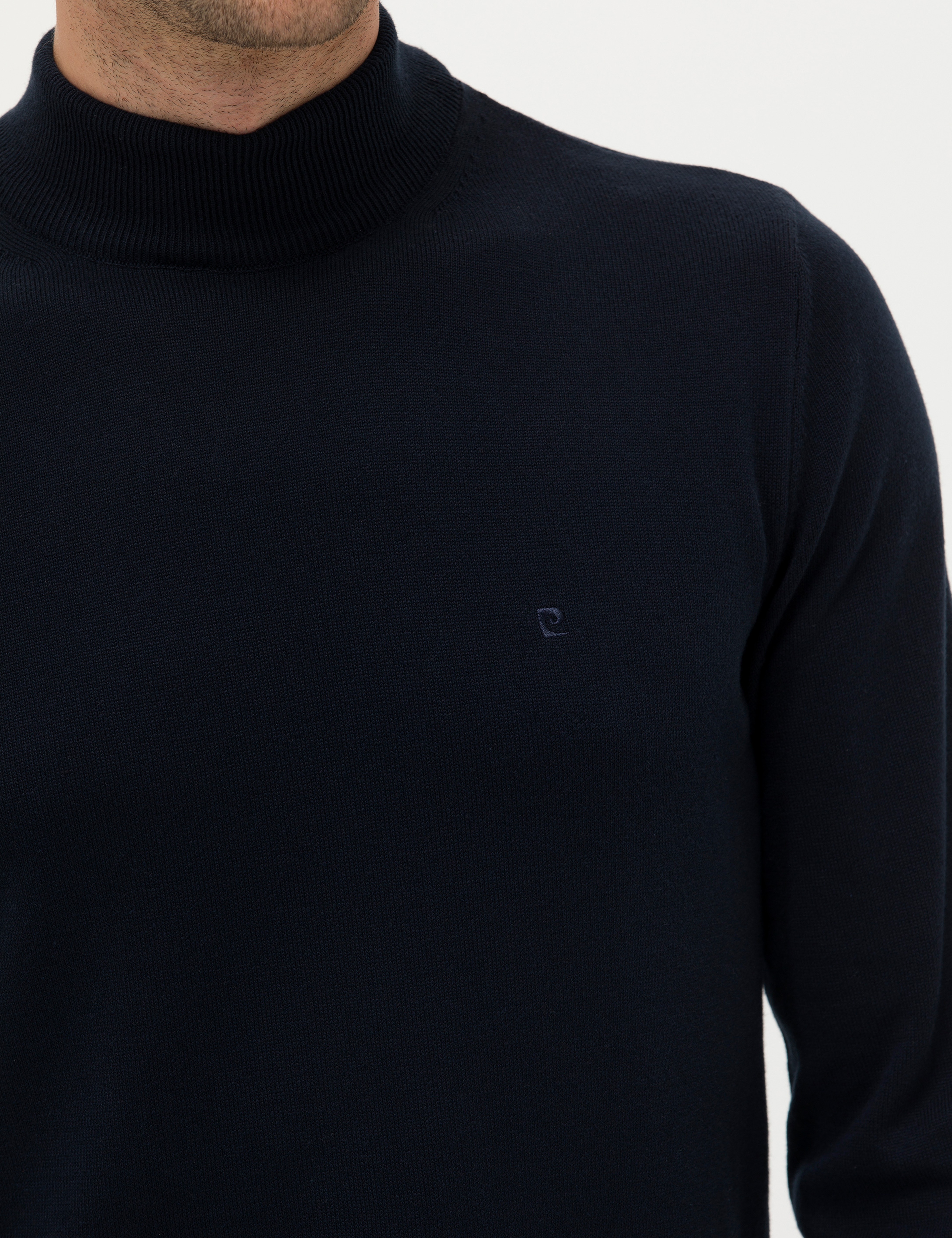 Lacivert Slim Fit Yarım Balıkçı Yaka Basic Triko Kazak - Image 7