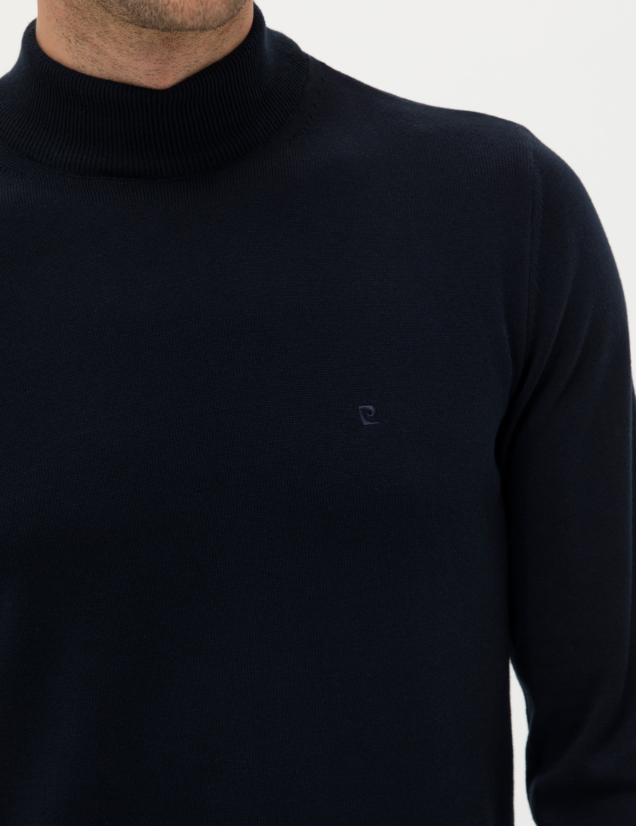 Lacivert Slim Fit Yarım Balıkçı Yaka Basic Triko Kazak
