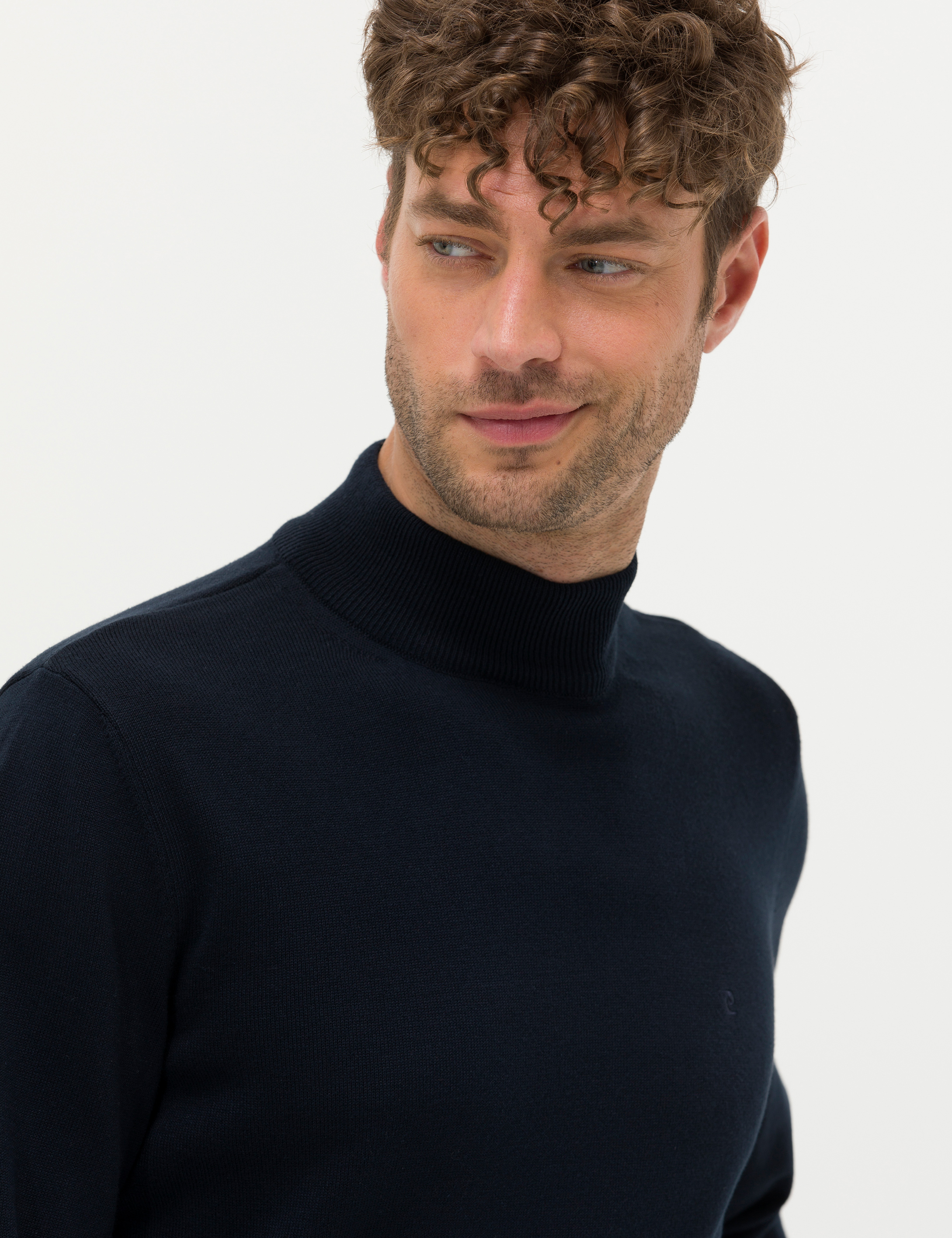 Lacivert Slim Fit Yarım Balıkçı Yaka Basic Triko Kazak - Image 2