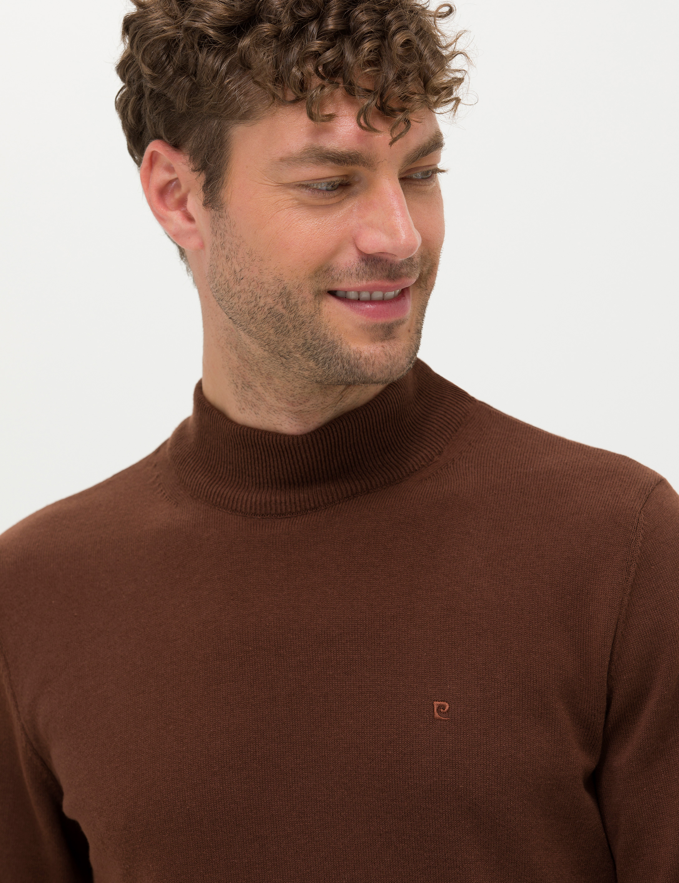 Pierre Cardin Koyu Kahverengi Slim Fit Yarım Balıkçı Yaka Basic Triko Kazak görsel 2