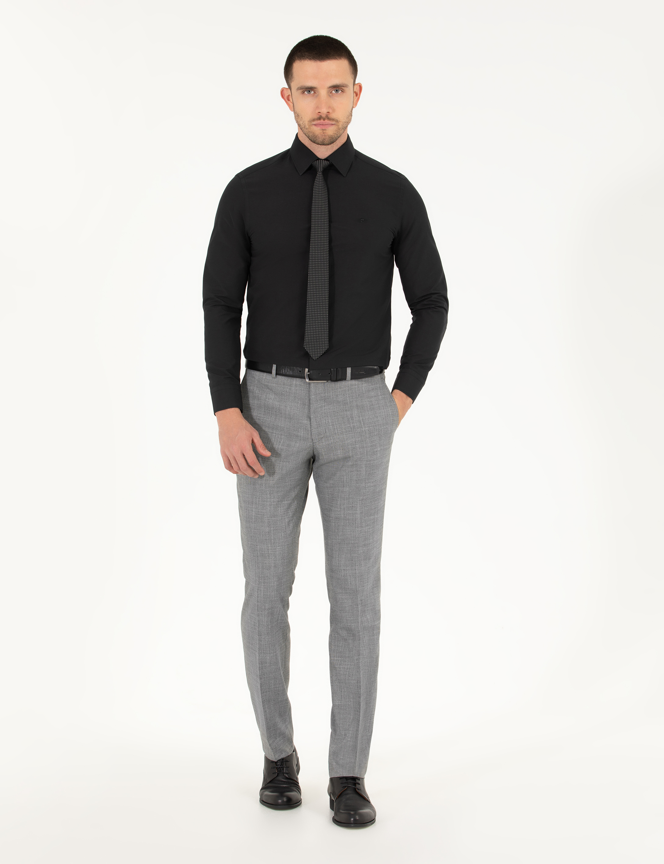 Siyah Slim Fit Uzun Kollu Basic Gömlek - Image 4
