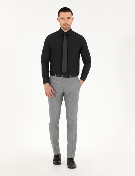 Siyah Slim Fit Uzun Kollu Basic Gömlek - 50275622024