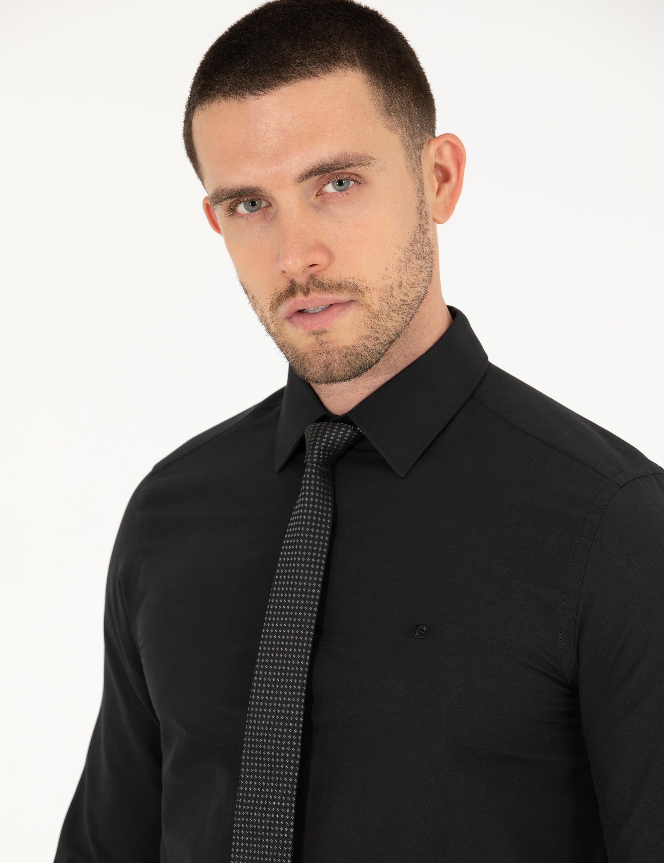 Siyah Slim Fit Uzun Kollu Basic Gömlek - Image 3