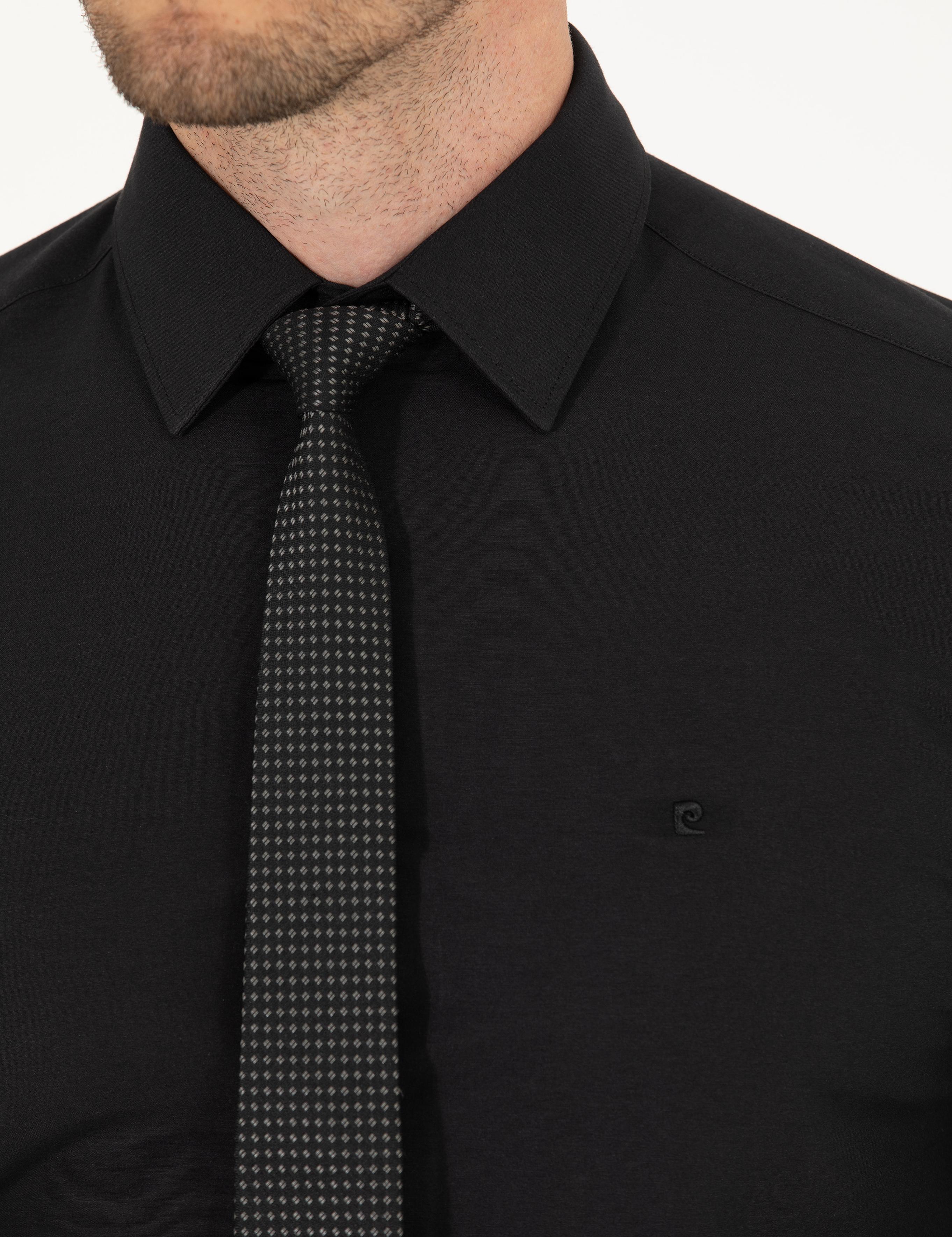 Siyah Slim Fit Uzun Kollu Basic Gömlek