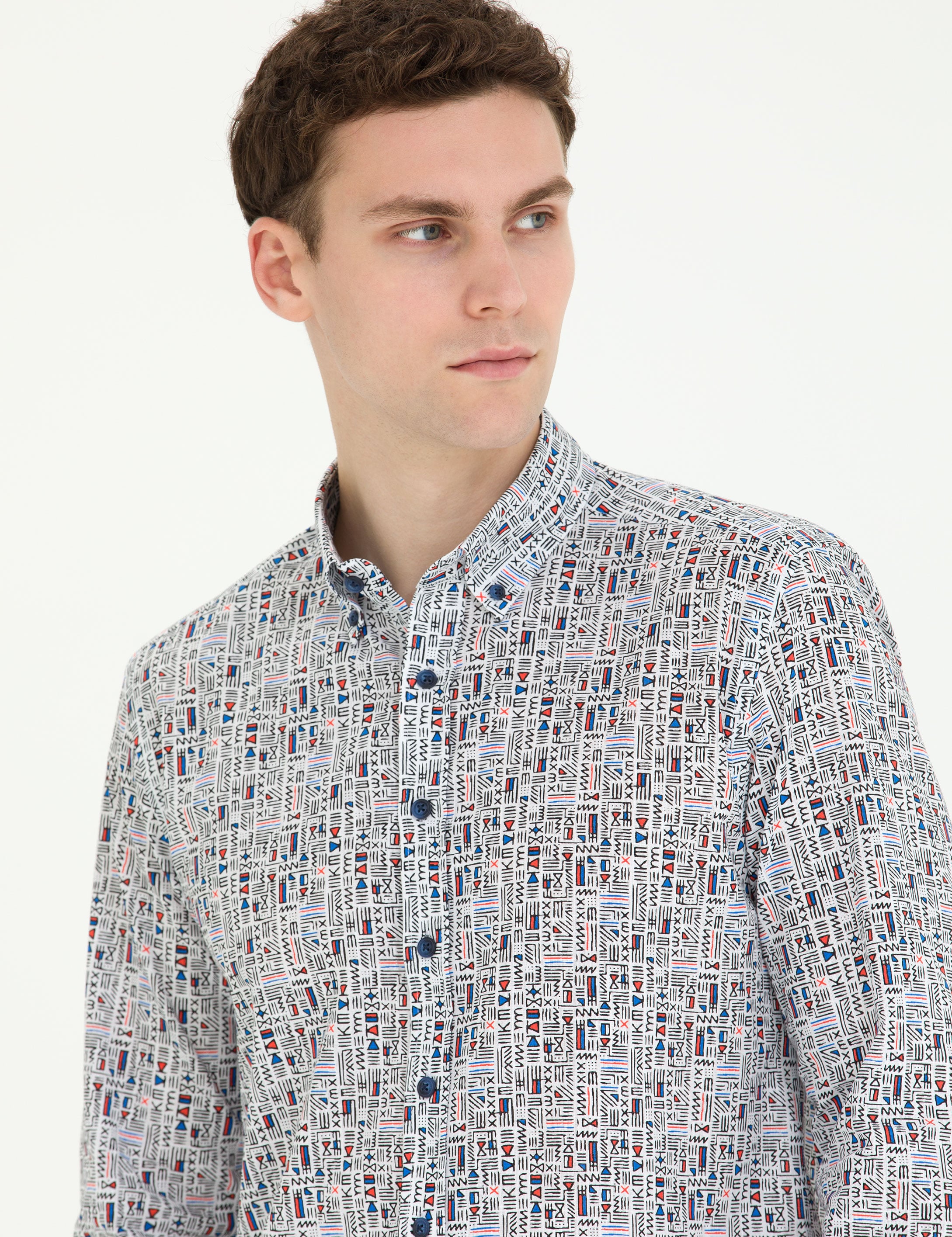 Nar Çiçeği Slim Fit Uzun Kollu Gömlek - Image 2