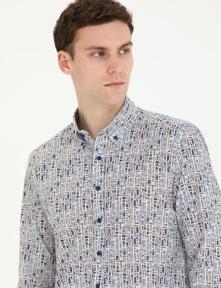 Nar Çiçeği Slim Fit Uzun Kollu Gömlek - 50264905025
