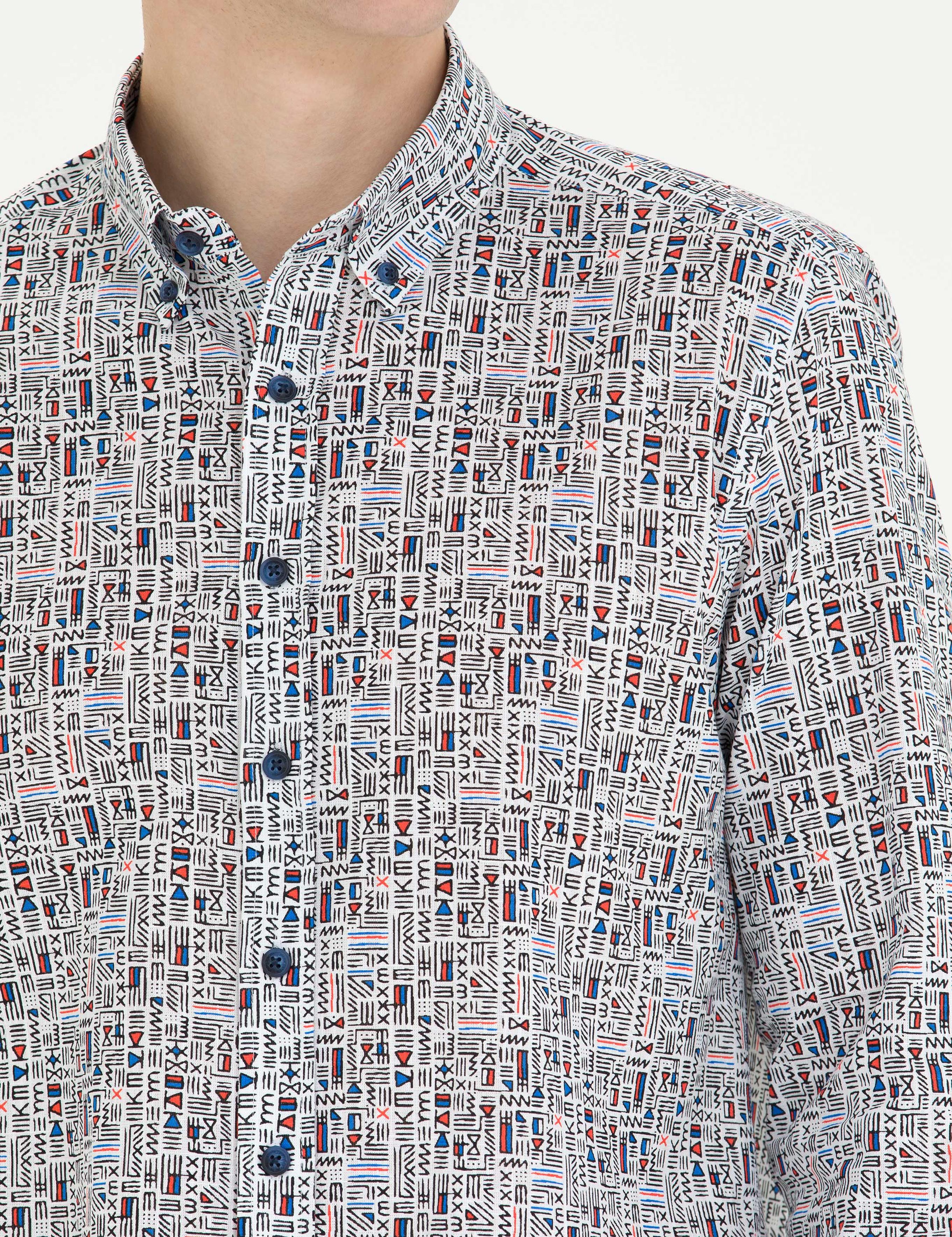 Nar Çiçeği Slim Fit Uzun Kollu Gömlek