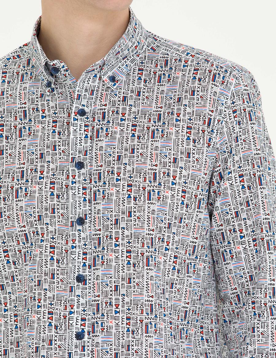 Nar Çiçeği Slim Fit Uzun Kollu Gömlek