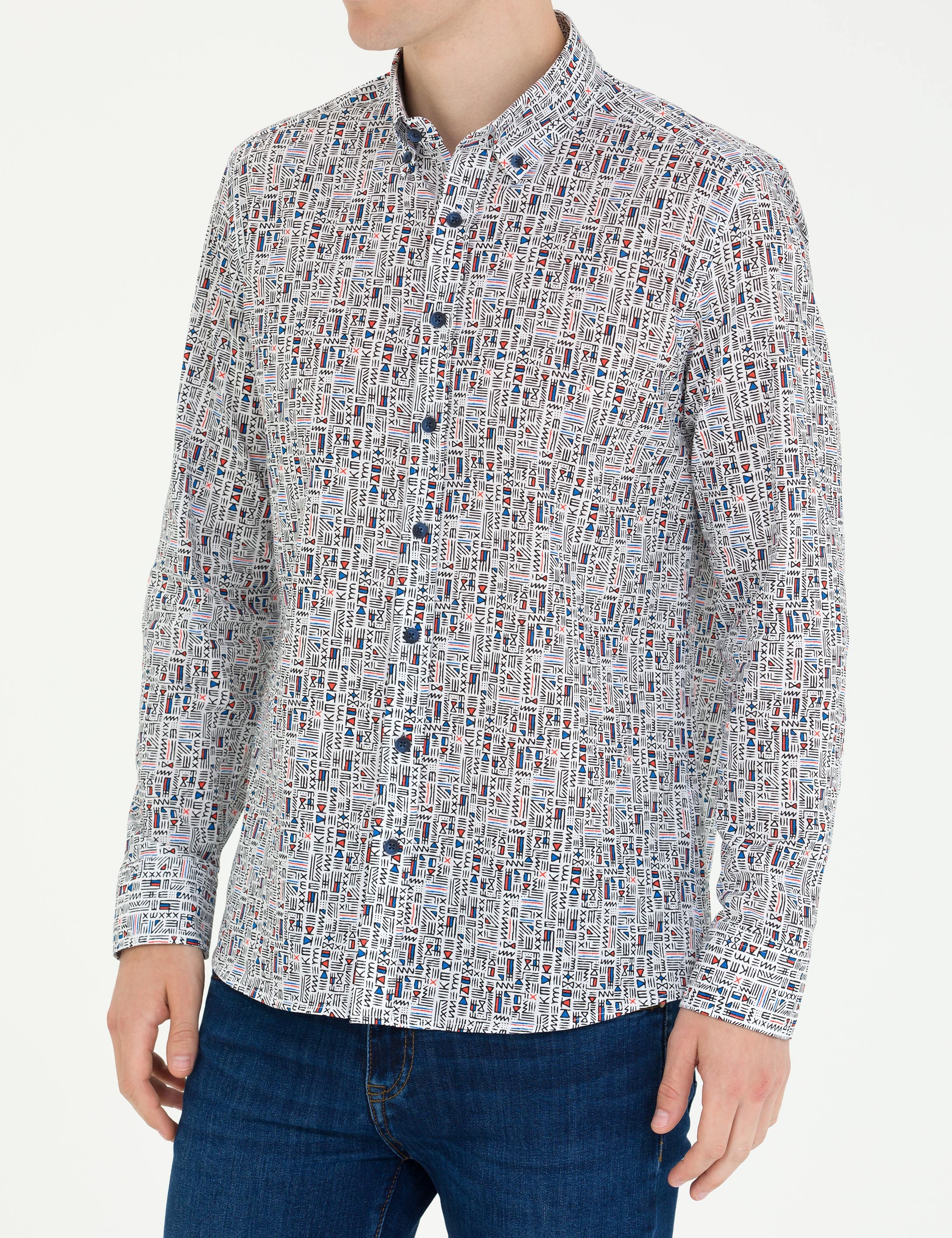 Nar Çiçeği Slim Fit Uzun Kollu Gömlek