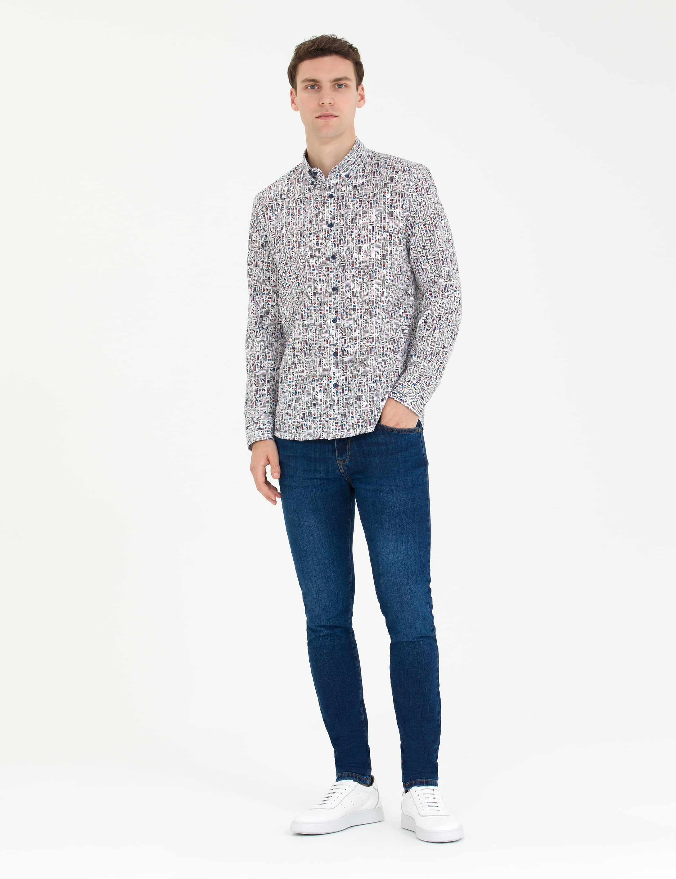 Nar Çiçeği Slim Fit Uzun Kollu Gömlek - Image 4