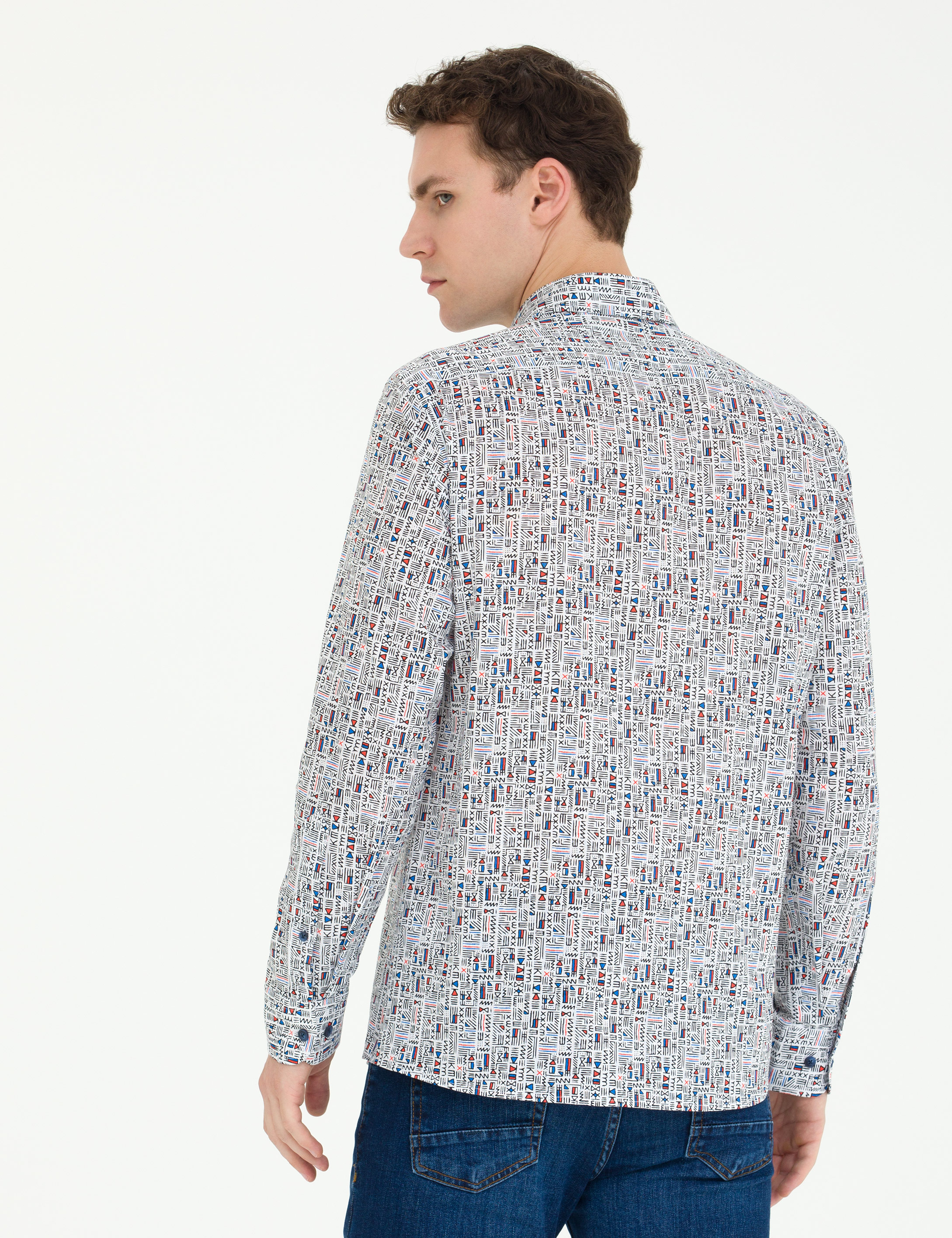 Nar Çiçeği Slim Fit Uzun Kollu Gömlek - Image 5