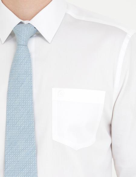 Beyaz Parlak Saten Regular Fit Uzun Kollu Basic Gömlek - 50268202016