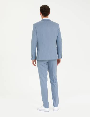 Açık Mavi Çizgili Ekstra Slim Fit Takım Elbise