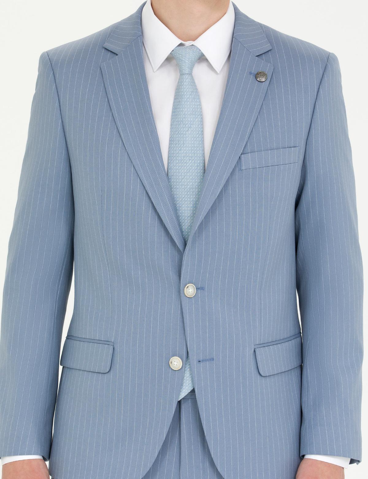 Açık Mavi Çizgili Ekstra Slim Fit Takım Elbise - 50266213011