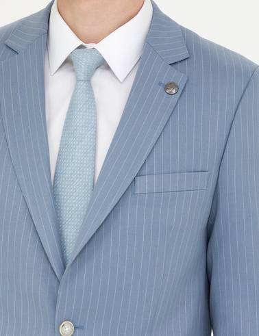 Açık Mavi Çizgili Ekstra Slim Fit Takım Elbise