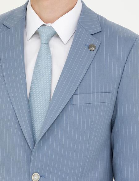 Açık Mavi Çizgili Ekstra Slim Fit Takım Elbise - 50266213011