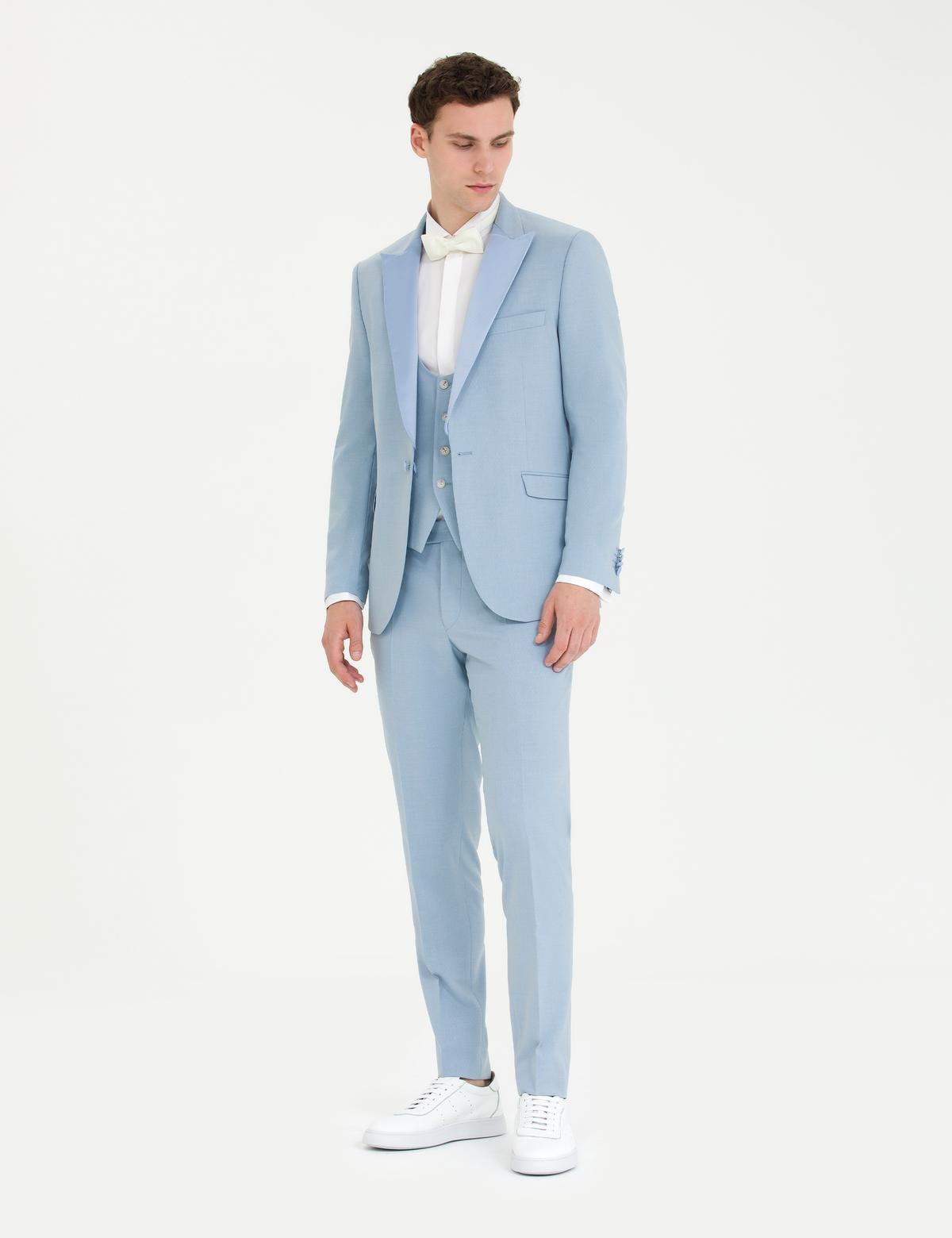 Açık Mavi Yelekli Damatlık Smokin - 50268515041