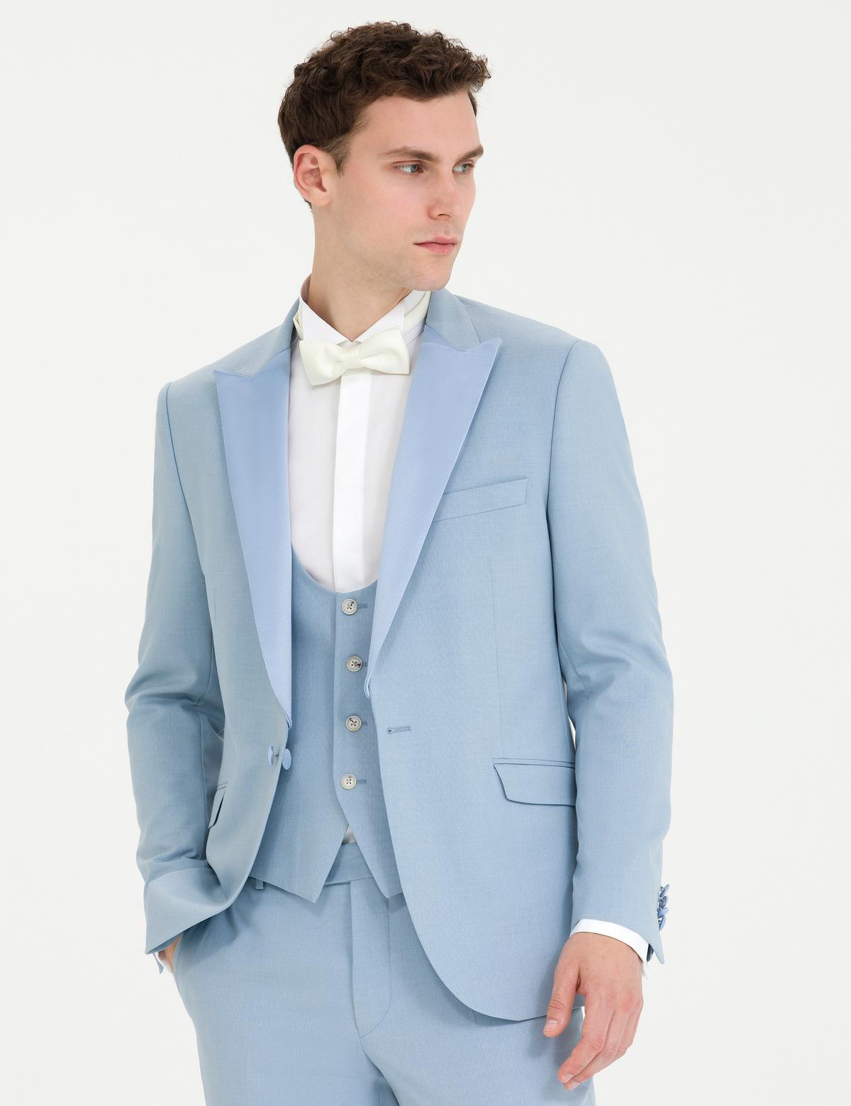 Açık Mavi Yelekli Damatlık Smokin - 50268515041
