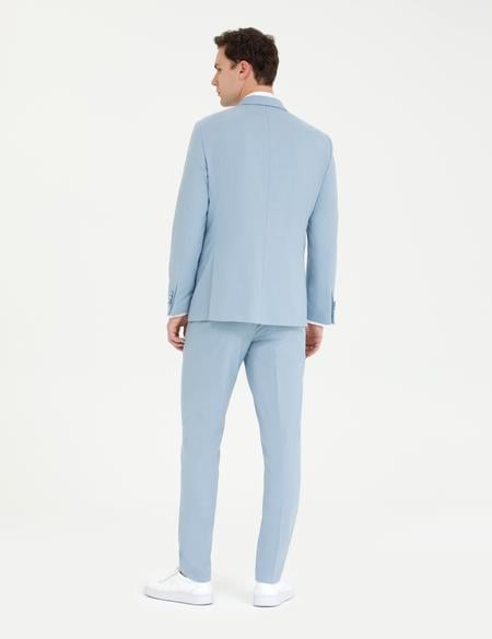 Açık Mavi Yelekli Damatlık Smokin - 50268515041