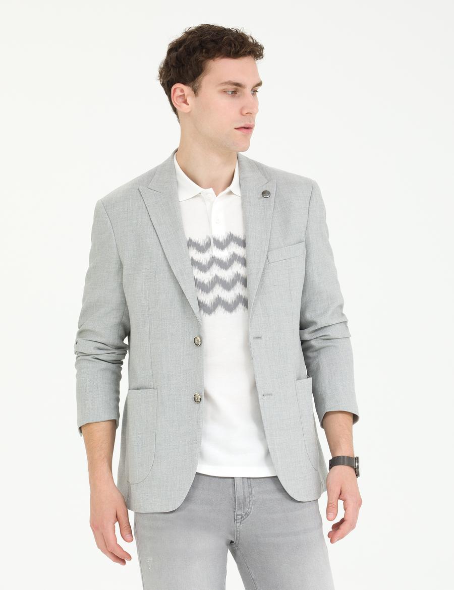 Gri Slim Fit Spor Ceket