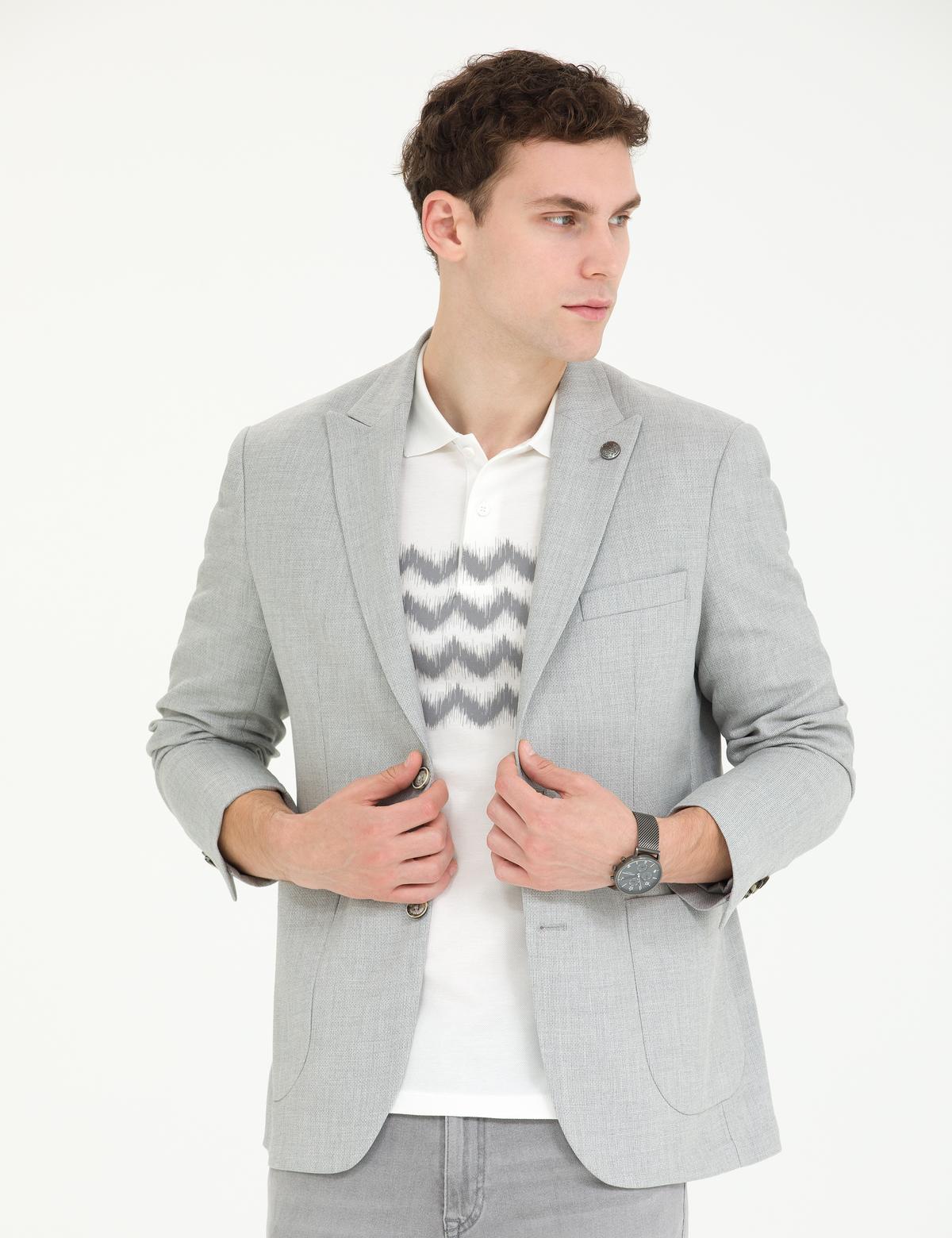 Gri Slim Fit Spor Ceket