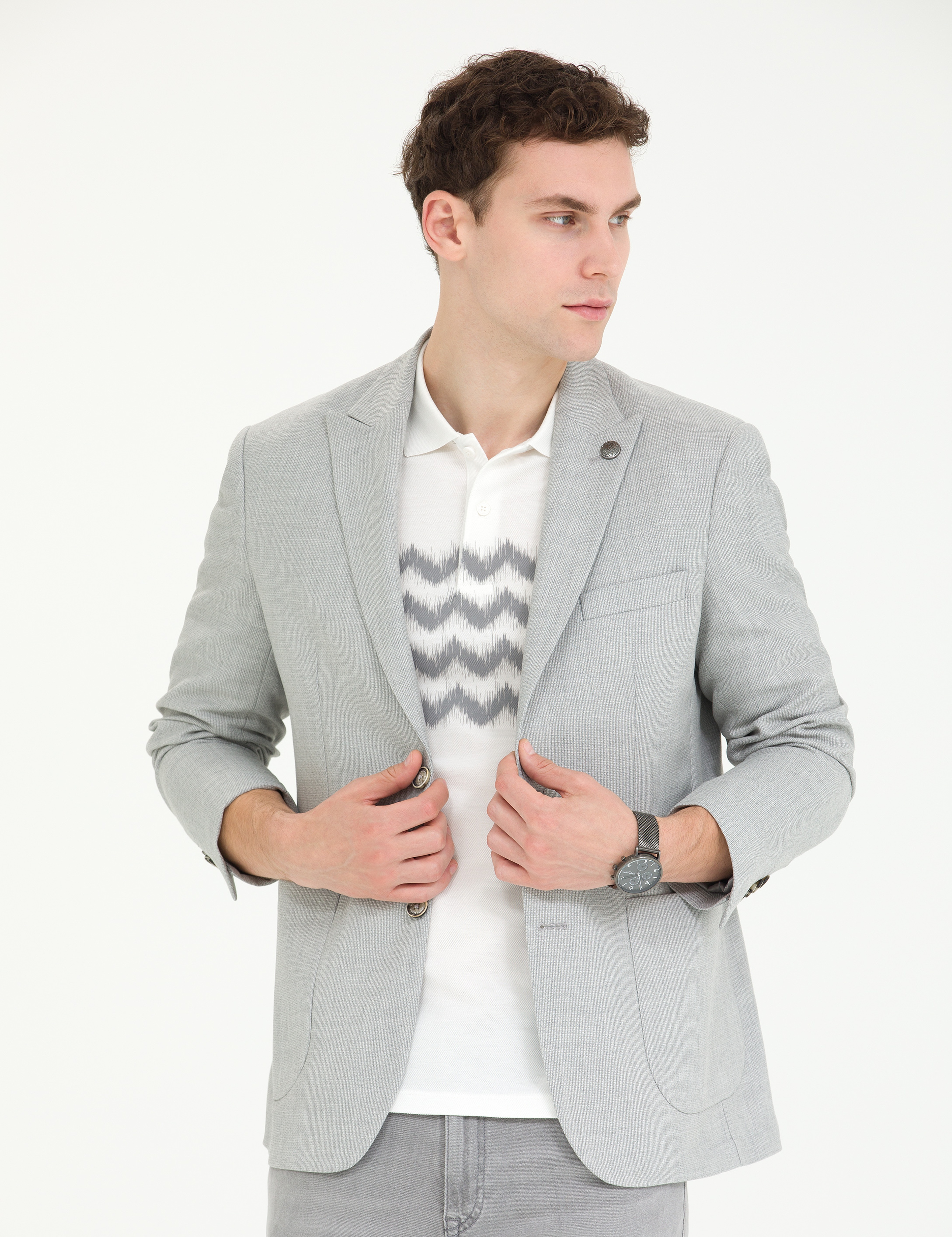 Gri Slim Fit Spor Ceket