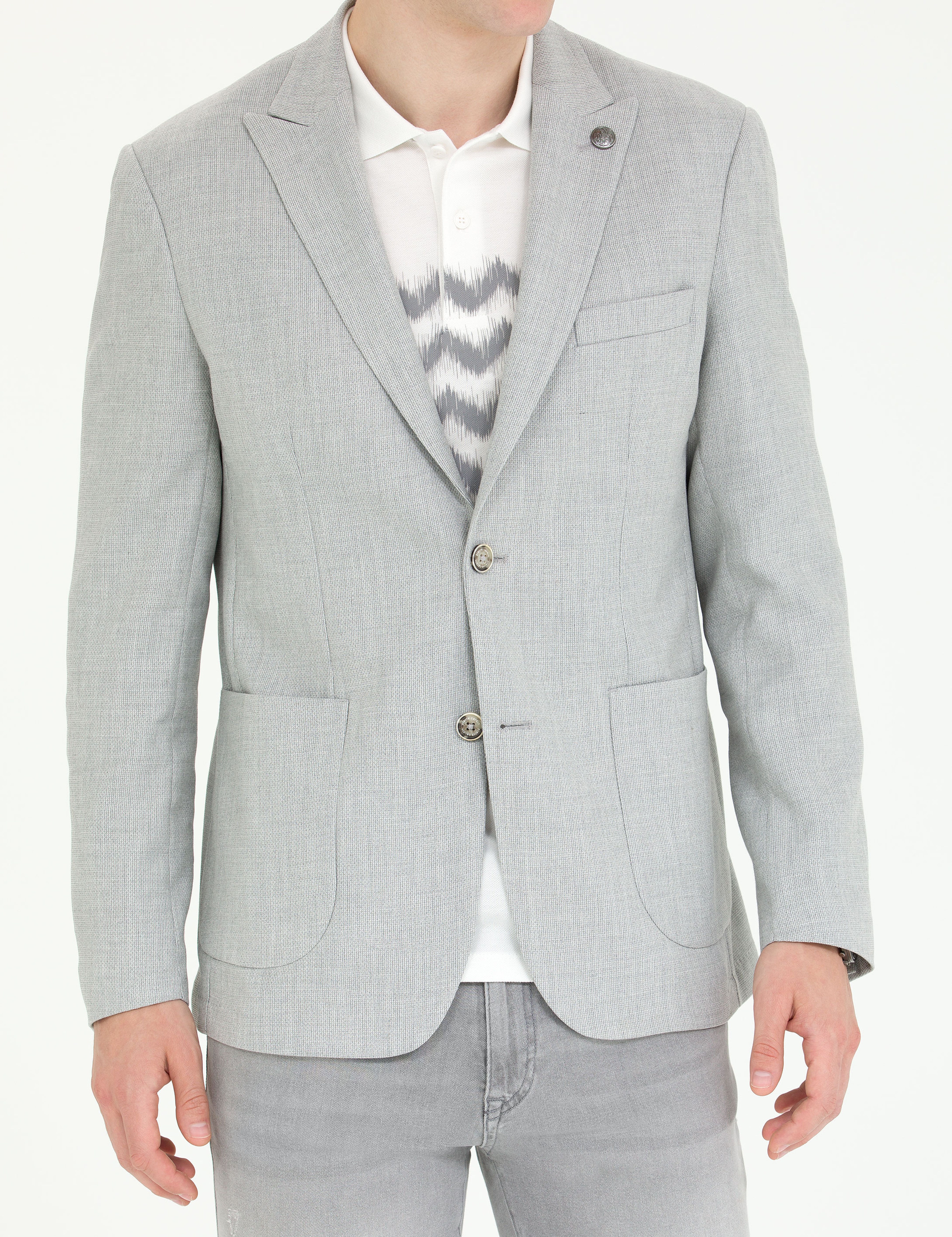 Gri Slim Fit Spor Ceket - Image 6