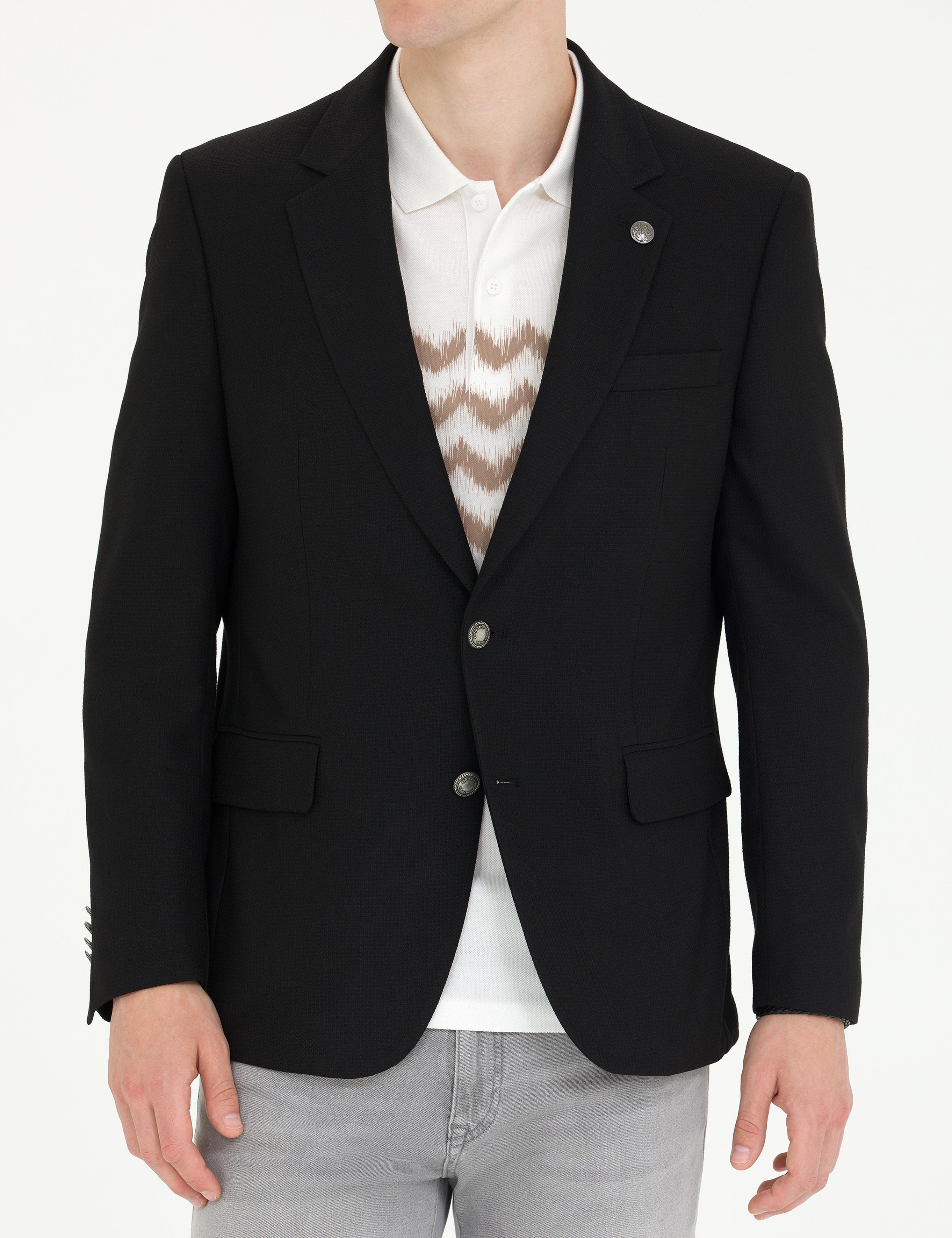 Siyah Slim Fit Blazer Ceket