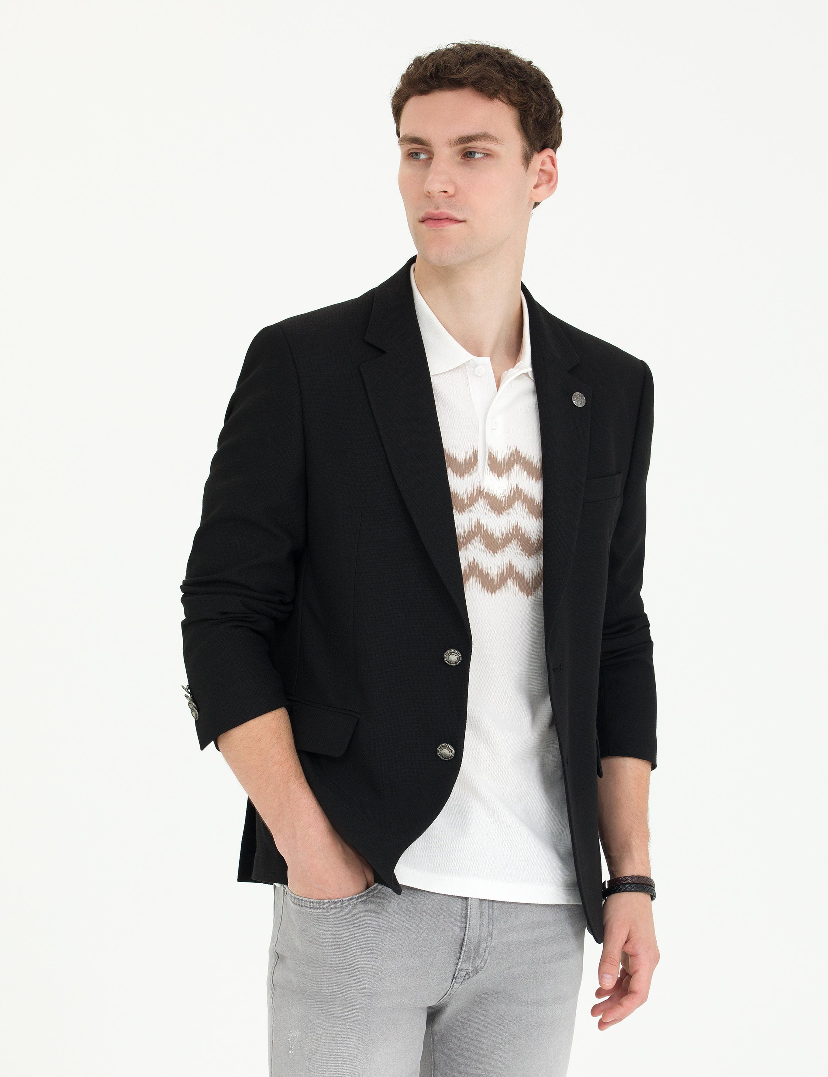 Siyah Slim Fit Blazer Ceket
