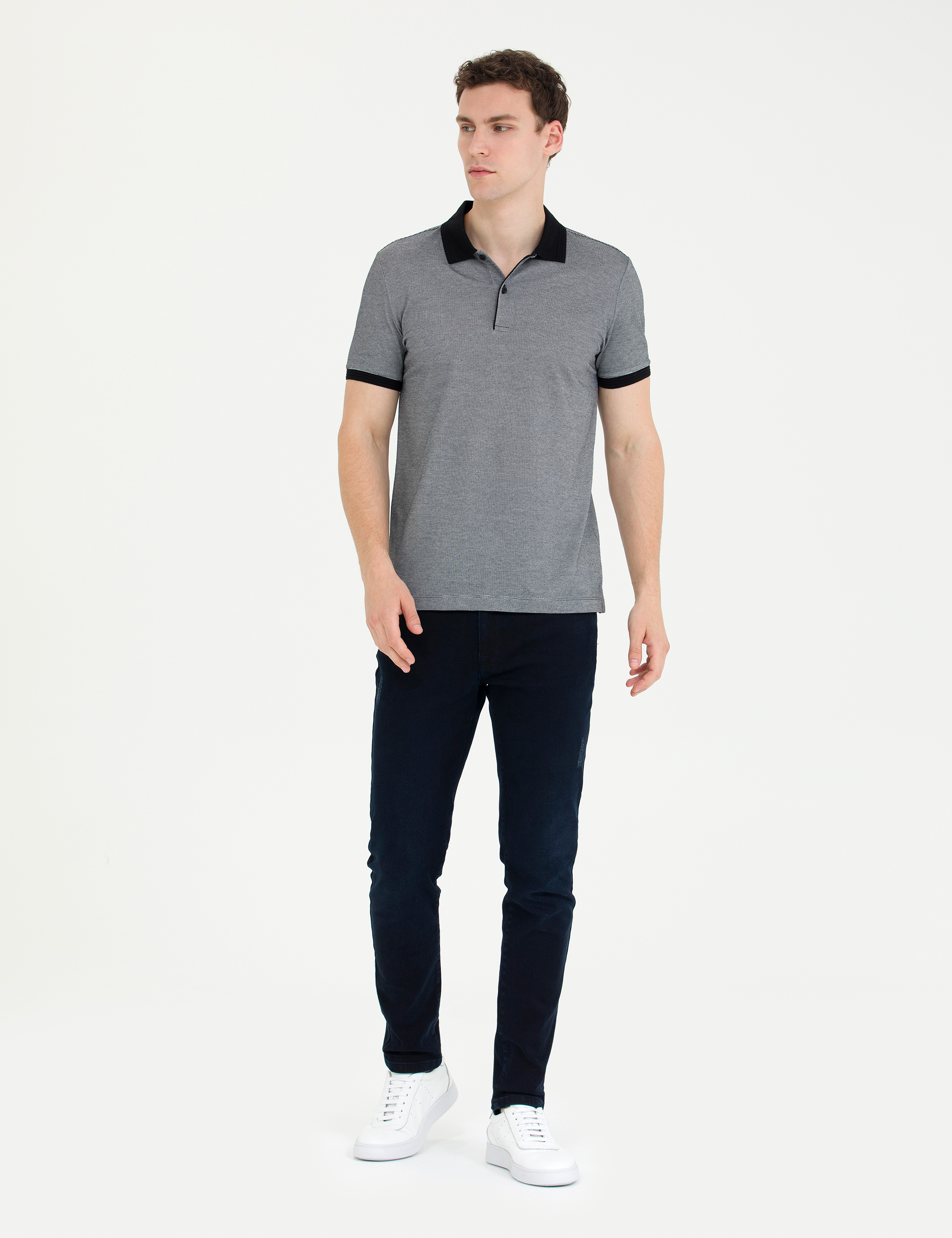 Siyah Slim Fit Polo Yaka Tişört