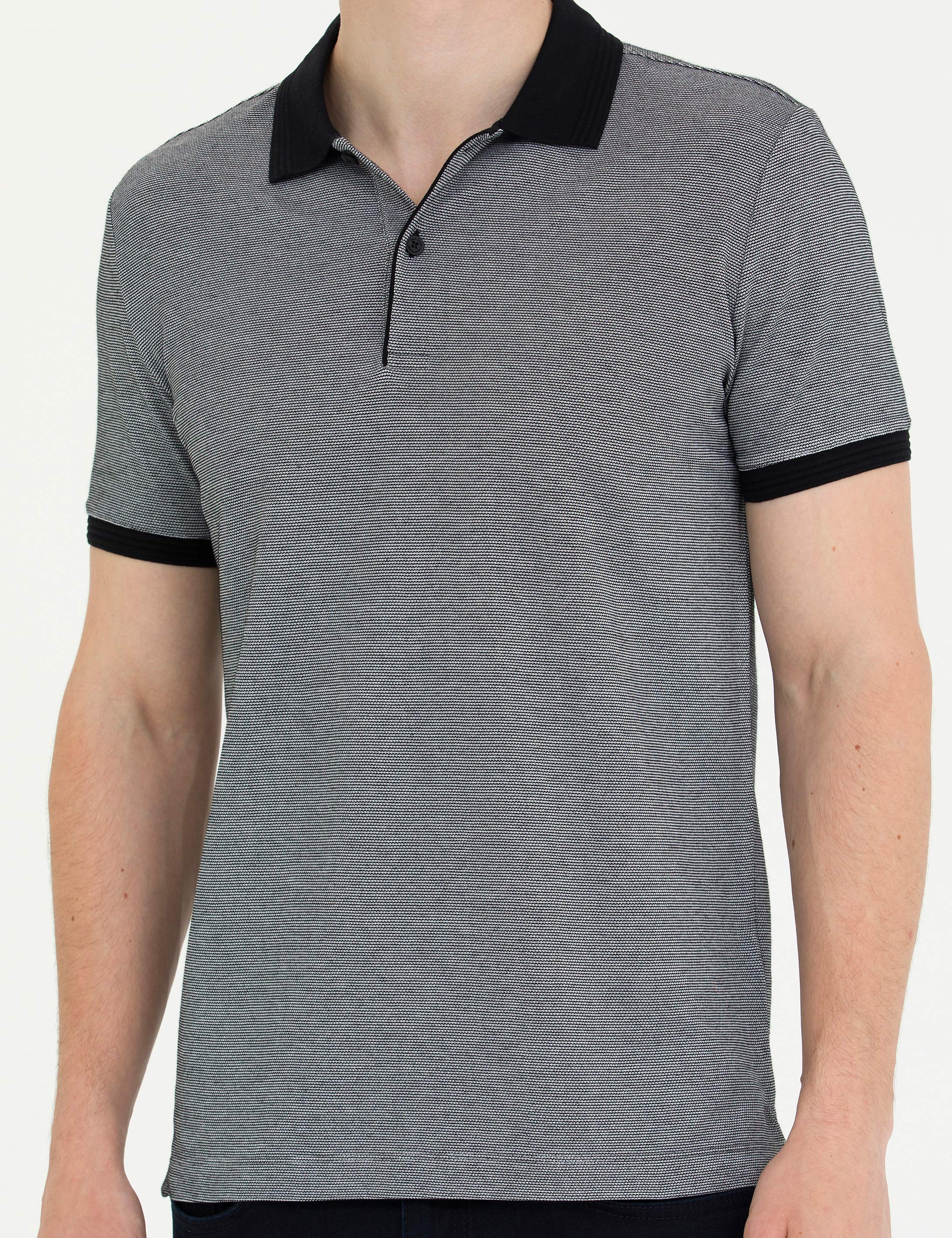 Siyah Slim Fit Polo Yaka Tişört - Image 6