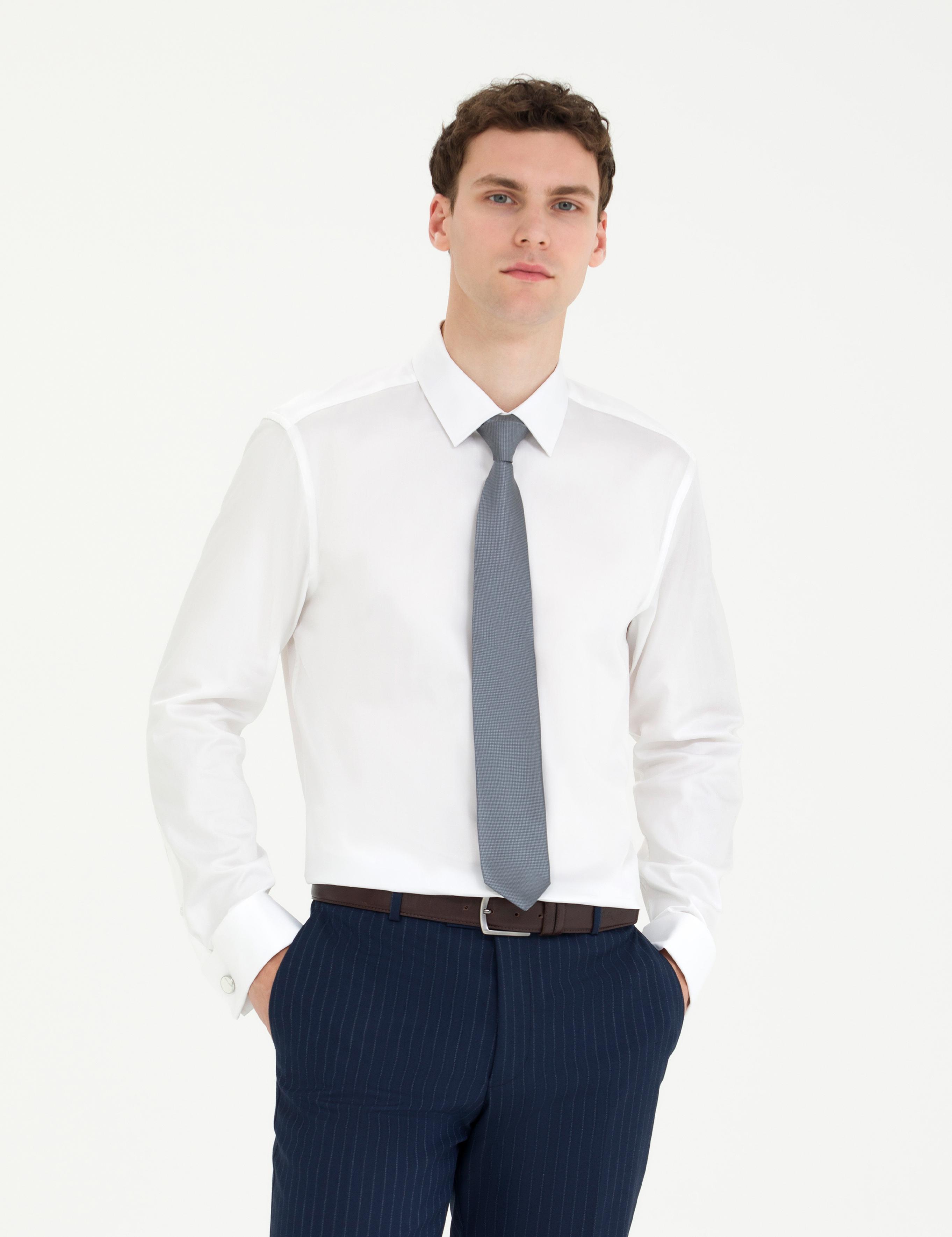 Beyaz Slim Fit Uzun Kollu Klasik Gömlek