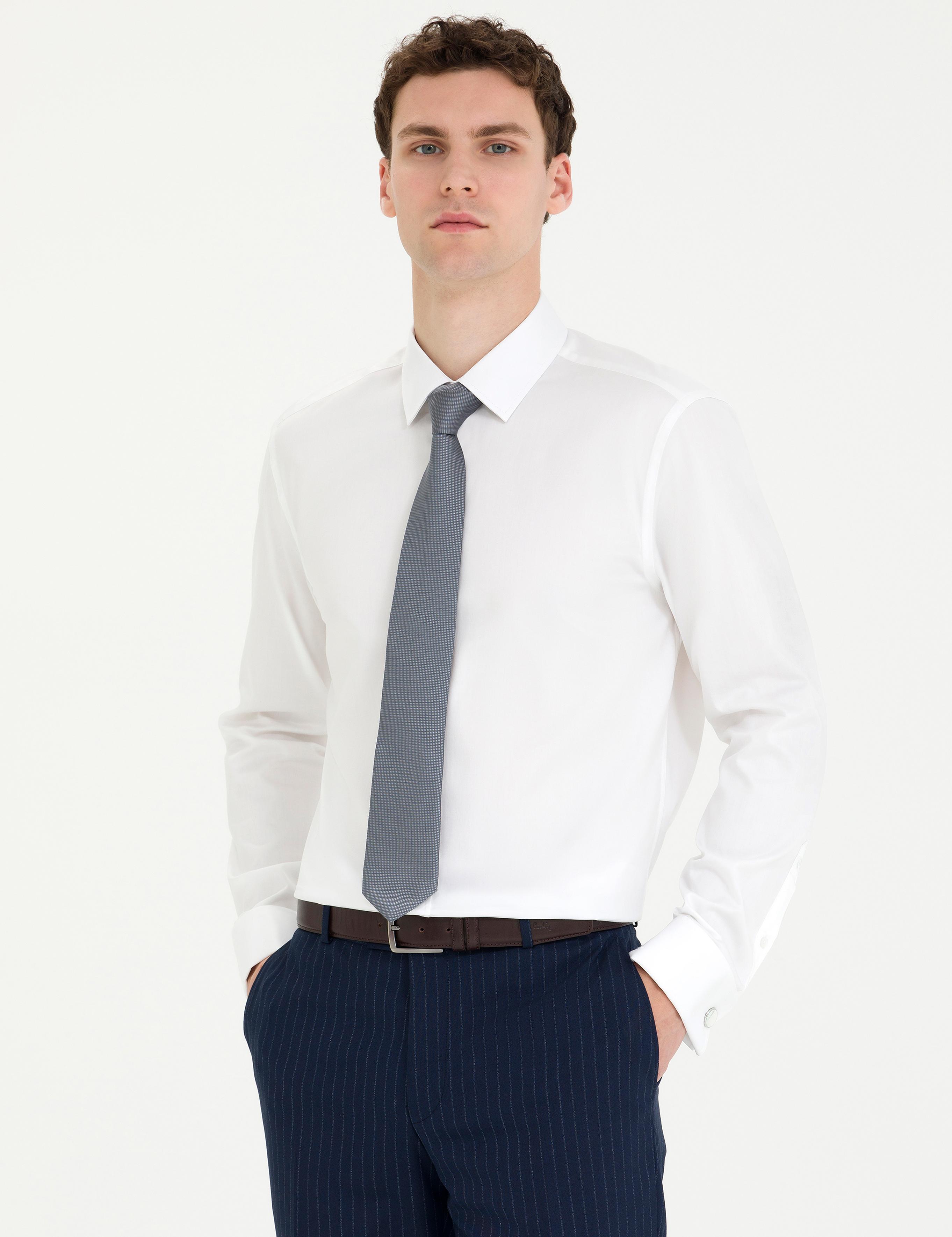 Beyaz Slim Fit Uzun Kollu Klasik Gömlek