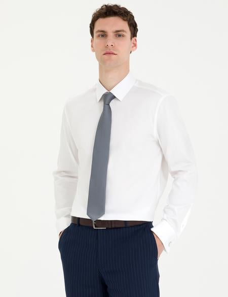 Beyaz Slim Fit Uzun Kollu Klasik Gömlek - 50268185005