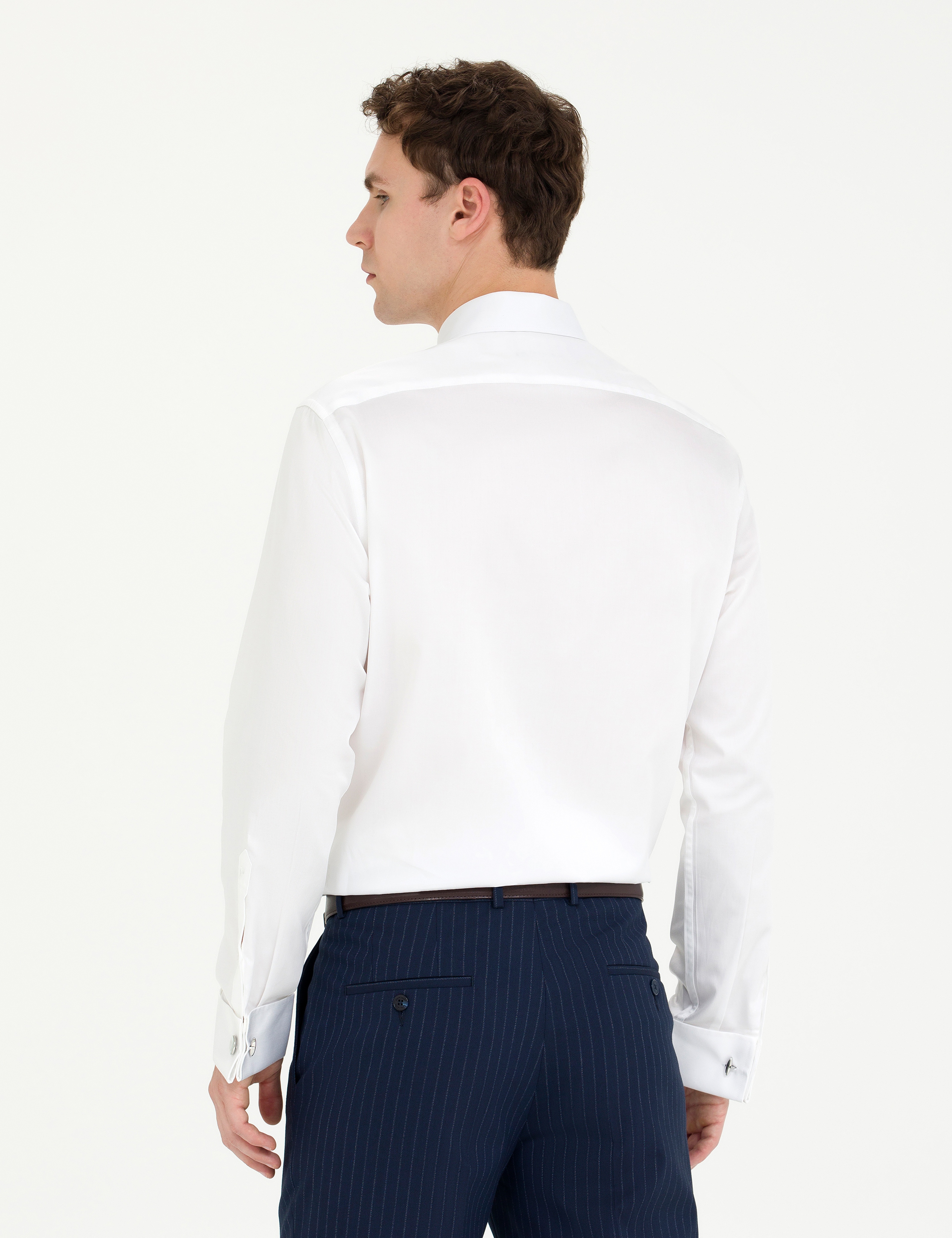 Beyaz Slim Fit Uzun Kollu Klasik Gömlek - Image 5
