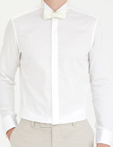 Beyaz Slim Fit Smokin Gömlek