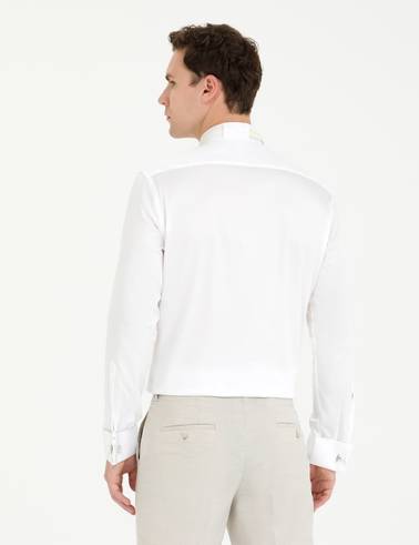 Beyaz Slim Fit Smokin Gömlek