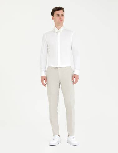 Beyaz Slim Fit Smokin Gömlek